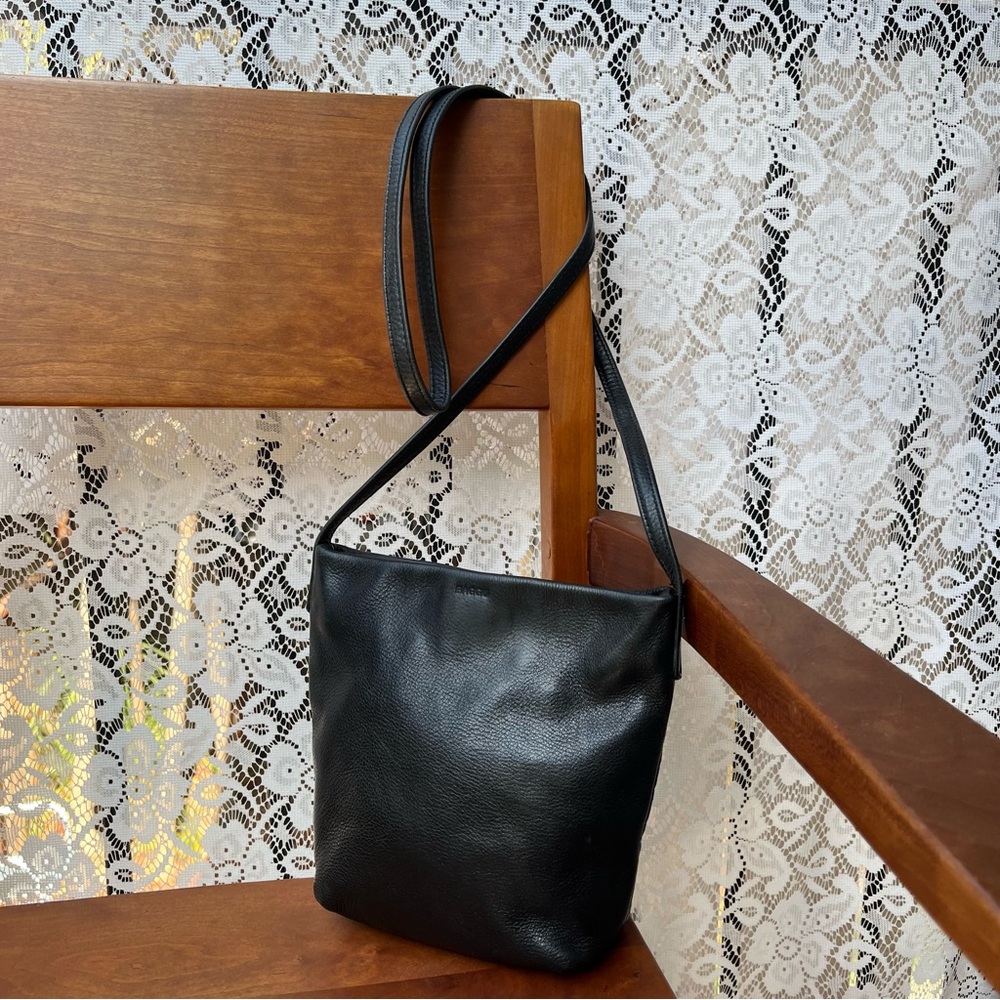 Baggu Black Leather Crossbody Bag